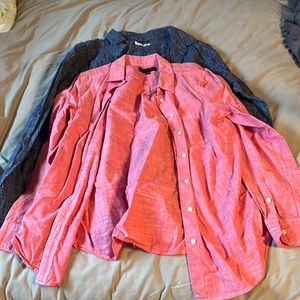 Lot of two L cotton long sleeve button up shirts
